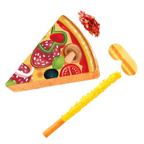 PENIKOKO Pizza Pinata Kindergeburtstag Partyspiel mit Augenbinde und Konfetti Food Themed Cinco De Mayo Party Deko Vielseitig für Geburtstagsfeiern und Kinderunterhaltung von PENIKOKO