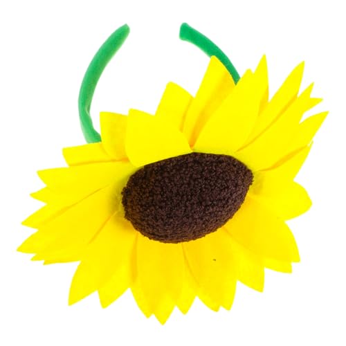 PENIKOKO Sonnenblumen-stirnband Kopfschmuck Für Mädchen Gefälschte Sonnenblumenköpfe Cosplay-stirnband Sonnenblumen-kopfschmuck Neuartige Stirnbänder Yellow Stoff von PENIKOKO