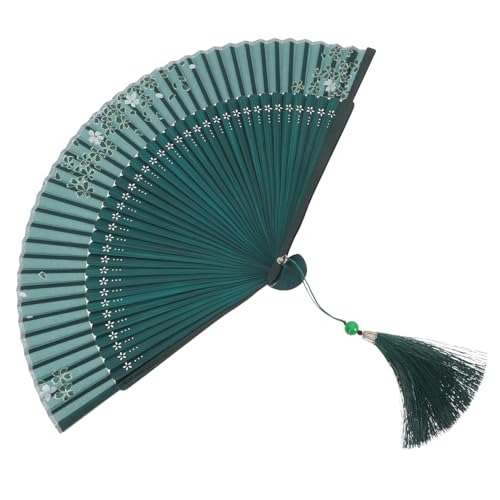 PENIKOKO Vintage Faltfächer aus Tragbarer Handfächer mit Blumenmuster für Frauen für Tanz Fotografie und Festivals Leicht Faltbar und Grün mit Weißen Kirschblüten PENIKOKO Vintage Faltfächer aus Tragbarer Handfächer mit Blumenmuster für Frauen für Tanz Fotografie und Festivals Leicht Faltbar und Grün mit Weißen Kirschblüten von PENIKOKO