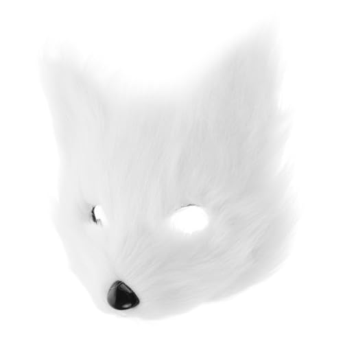PENIKOKO Weiße Pelzige Fuchsmaske Halbgesichts Tiermaske Cosplay Kostümmaske für Karneval Party Erwachsene PENIKOKO Weiße Pelzige Fuchsmaske Halbgesichts Tiermaske Cosplay Kostümmaske für Karneval Party Erwachsene von PENIKOKO