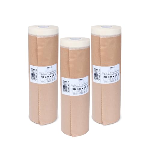 PENNELLIFICIO 2000 | 3er Set Papierrollen mit Klebeband zum Abdecken, Schutz von Wänden, Sockelleisten, Möbeln, Größe 30 cm x 20 m - Made in Italy PENNELLIFICIO 2000 | 3er Set Papierrollen mit Klebeband zum Abdecken, Schutz von Wänden, Sockelleisten, Möbeln, Größe 30 cm x 20 m - Made in Italy von PENNELLIFICIO
