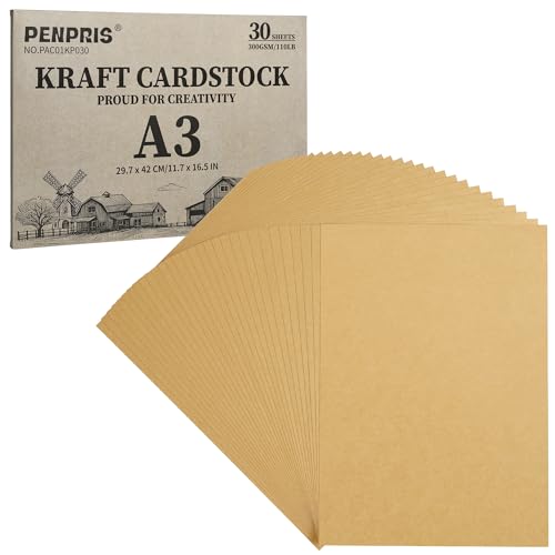 30 Blatt Kartonpapier, A3-Format, 110 lb schweres Papier, dickes Papier – ideal für Kunst, Kartenherstellung, Handwerk und Druck, PAC01KP030 30 Blatt Kartonpapier, A3-Format, 110 lb schweres Papier, dickes Papier – ideal für Kunst, Kartenherstellung, Handwerk und Druck, PAC01KP030 von PENPRIS