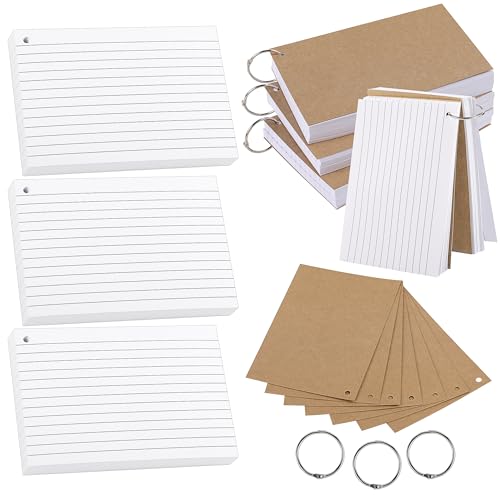300 Blatt weiße Karteikarten mit Ringen – A6-Größe, doppelseitig liniert und blanko, Lernkarten, Schule, Bürobedarf, 150 g/m², PAP06A6WH300 300 Blatt weiße Karteikarten mit Ringen – A6-Größe, doppelseitig liniert und blanko, Lernkarten, Schule, Bürobedarf, 150 g/m², PAP06A6WH300 von PENPRIS