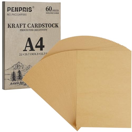 60 Blatt Kartonpapier, A4-Format, 110 lb schweres Papier, dickes Papier – ideal für Kunst, Kartenherstellung, Handwerk und Druck, PAC01KP060 60 Blatt Kartonpapier, A4-Format, 110 lb schweres Papier, dickes Papier – ideal für Kunst, Kartenherstellung, Handwerk und Druck, PAC01KP060 von PENPRIS