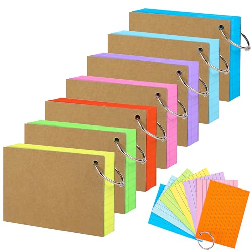 700 Blatt farbige Karteikarten mit Ringen, A7-Größe, doppelseitig liniert und blanko, liniert, Notizkarten für Schule, Bürobedarf, 150 g/m², 7 Farben, PAP06A7MX1 700 Blatt farbige Karteikarten mit Ringen, A7-Größe, doppelseitig liniert und blanko, liniert, Notizkarten für Schule, Bürobedarf, 150 g/m², 7 Farben, PAP06A7MX1 von PENPRIS