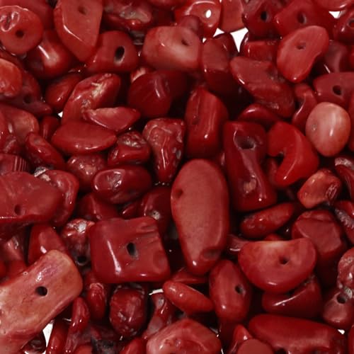 Penta Angel Natürliche Splittersteinperlen, 5–8 mm, unregelmäßige Edelsteine, lose Abstandshalter, Lochbohrung für Ohrringe, Armbänder, Halsketten, Lebensbaum, Schmuckherstellung, Rot, 200–280 Stück von PENTA ANGEL