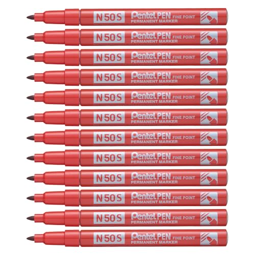 Pentel n50s Bullet Tip Permanent Marker, rot, 12 Stück) von Pentel