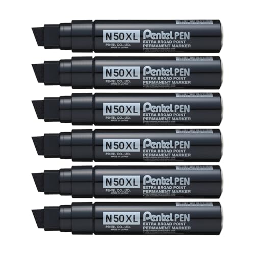 Pentel N50 X L Keilspitze permanent marker – Schwarz (6 Stück) von Pentel