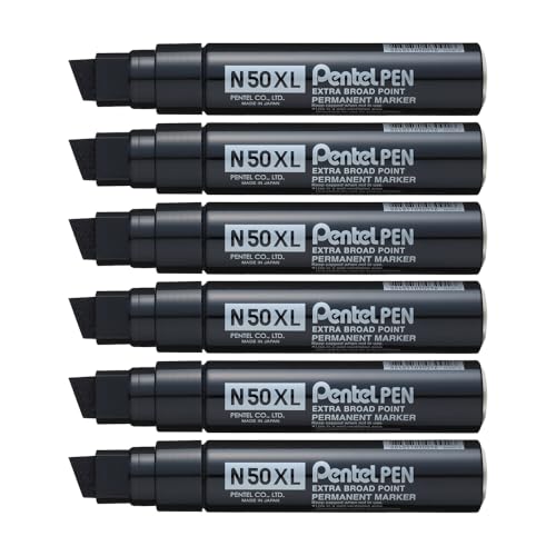 Pentel N50 X L Keilspitze permanent marker – Schwarz (6 Stück) von Pentel