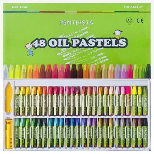 PENTRISTA Ölpastellkreiden Set, 48 Farben Oil Pastels Weiche Pastellfarben zum Mischen Schichten Schattieren, Kunstbedarf für Künstler, Anfänger, Studenten, Kunst Malerei Zeichnung, Pastellkreide von PENTRISTA