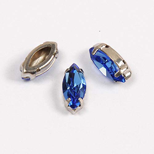 4200 Sapphire Pferd Augen Blau Nähen Glaskristall Und Steine Punkt zurück Claws Steine für Brautkleider, mit Silber Klaue, 4x15mm 48Pcs 4200 Sapphire Pferd Augen Blau Nähen Glaskristall Und Steine Punkt zurück Claws Steine für Brautkleider, mit Silber Klaue, 4x15mm 48Pcs von PENVEAT