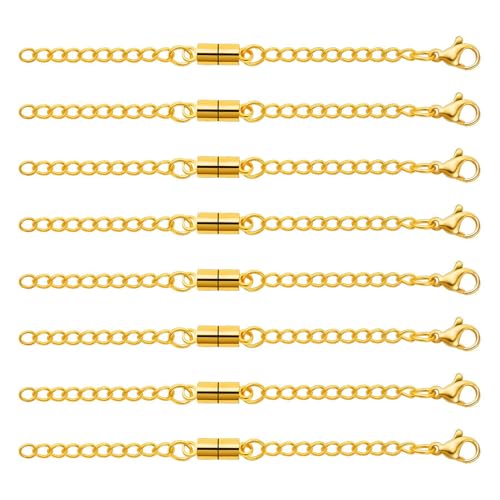 PEOUWNES A-0031 Verlängerungskette für Halsketten, 8 Stück, verstellbare Halskettenverlängerung, Goldkettenverlängerung für Halsketten, Magnetverschlüsse, groß, A-0031 von PEOUWNES