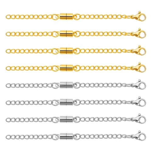 PEOUWNES Halskette Extender Kettenverlängerungen für Halsketten, verstellbare Halskettenverlängerungen Gold und Silber Kettenverlängerung für Halsketten Magnetverschlüsse, groß, A-0030 von PEOUWNES