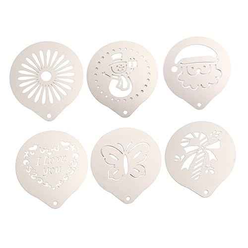 PEPLAYTAL 1 Satz 6 Stück Cappuccino-Kunstvorlagen Schablone halten Latte coffee art kaffeezubehör coffee accessories Cappuccino Dekoration Milchspray-Vorlage Silver PEPLAYTAL 1 Satz 6 Stück Cappuccino-Kunstvorlagen Schablone halten Latte coffee art kaffeezubehör coffee accessories Cappuccino Dekoration Milchspray-Vorlage Silver von PEPLAYTAL