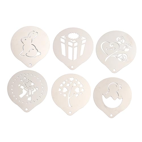 PEPLAYTAL 1 Satz 6 Stück Cappuccino-Kunstvorlagen kaffeeschablone coffee art Cappuccino Dekoration coffee accessories kaffeezubehör Milch Kaffee-Kunst-Schablonen Dekorationsschablonen Silver PEPLAYTAL 1 Satz 6 Stück Cappuccino-Kunstvorlagen kaffeeschablone coffee art Cappuccino Dekoration coffee accessories kaffeezubehör Milch Kaffee-Kunst-Schablonen Dekorationsschablonen Silver von PEPLAYTAL