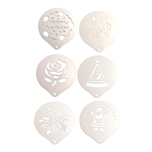 PEPLAYTAL 1 Satz 6 Stück Milchspray-Vorlage Schablone Kunst Latte drücken coffee art kaffeezubehör Cappuccino Dekoration coffee accessories Silver PEPLAYTAL 1 Satz 6 Stück Milchspray-Vorlage Schablone Kunst Latte drücken coffee art kaffeezubehör Cappuccino Dekoration coffee accessories Silver von PEPLAYTAL