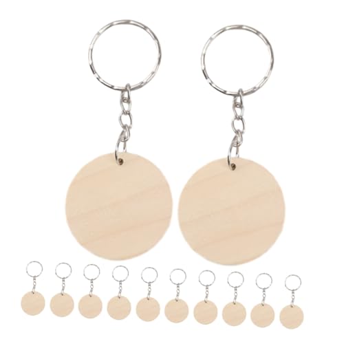 PEPLAYTAL 1 Schachtel Runde Holzscheiben Schlüsselanhänger DIY Dicke Naturbelassene Holzscheiben Leichte Blanko Holzanhänger zum Bemalen Kreative Schlüsselringe Dekoration für Schlüssel von PEPLAYTAL