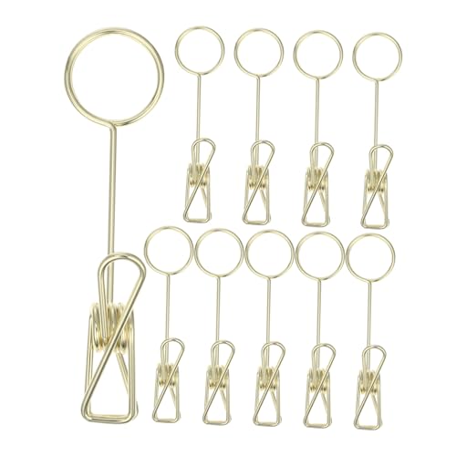PEPLAYTAL 10 Stück Teiliges Doppelseitiger Fotohalter Clips aus Metall Stabile Tischkartenhalter für Restaurant Hochzeit und Party mit Standfuß Roségoldfarbene Kartenklammer von PEPLAYTAL