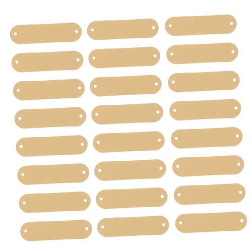 PEPLAYTAL 100 Stück DIY PU Lederetiketten mit Zwei Löchern Handgemachte Gelbe Indentation Label für Kleidung Hüte Taschen zum Annähen und Basteln Geeignet von PEPLAYTAL