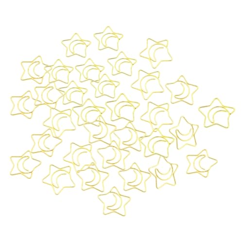 PEPLAYTAL 100 Stück Sternform Büroklammern Goldfarbene Dekorative Clips aus Stabilem Metall für Dokumentenfixierung Bastelarbeiten Fotos und Briefe im Home Office von PEPLAYTAL
