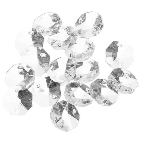 PEPLAYTAL 100 Stück Transparente Doppellochige Kristall glasperlen für Vorhänge und Dekoration Vielseitige Bastelperlen für Schmuckherstellung Fenster Türdeko DIY charms für Kreative von PEPLAYTAL