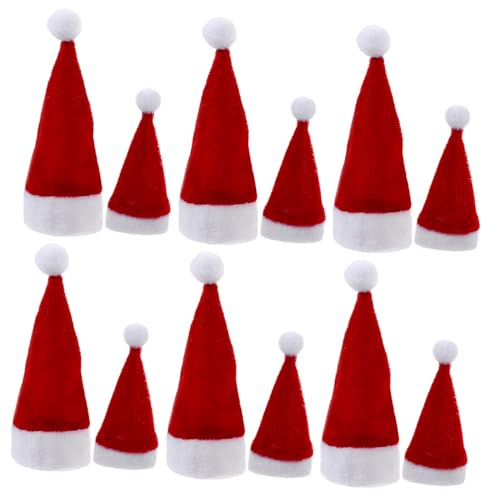 PEPLAYTAL 12 Stück Teiliges Mini Weihnachtsmützen aus Rote und Weiße Nikolausmützen Dekorative Lollipop und Weinflaschenabdeckungen Stabile Mini Weihnachtskopfbedeckung für Party und von PEPLAYTAL