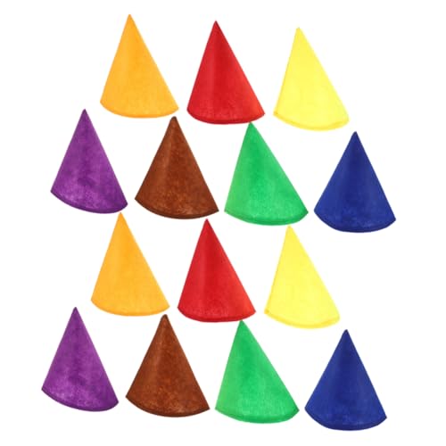 PEPLAYTAL 14 Stück Teiliges Bunte Filz Zwergenhüte Atmungsaktive Kegelpartyhüte für Erwachsene Farbenfrohe Elfenkostüm Mützen für Geburtstagsfeiern Halloween und Festliche Anlässe von PEPLAYTAL