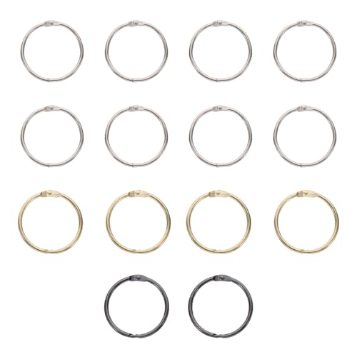 PEPLAYTAL 14 Stück Teiliges Metall Binder Ringe Robuster Ringordner Zubehör Vielseitige Lose Ringe in Gold Silber Schwarz für Bürobedarf Scrapbooking Schüler und Lehrer von PEPLAYTAL