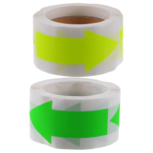 PEPLAYTAL 2 Rollen Fluoreszierende Aufkleber aufkleber Selbstklebende Versiegelungs etiketten für Geschenkverpackung pro Leuchtend Grün und Gelb für Geschenktüten und DIY Dekoration von PEPLAYTAL