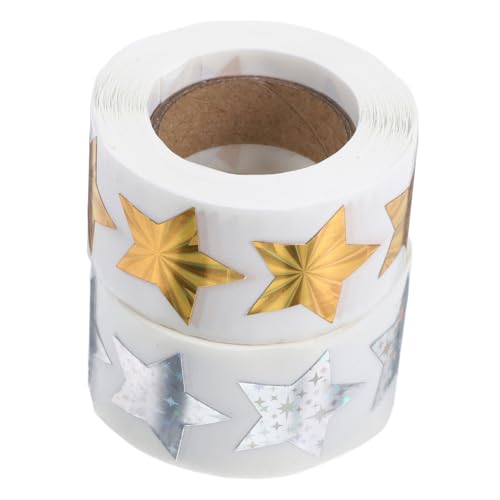 PEPLAYTAL 2 Rollen Selbstklebende Sternaufkleber Belohnungssticker Dekorative Sterne Aufkleber für Scrapbooking Basteln Verpackung Geschenkverzierung Sicher und Vielseitig von PEPLAYTAL