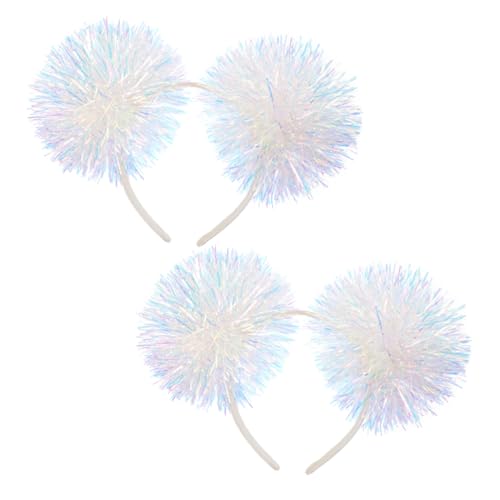 PEPLAYTAL 2 STÜCK Glänzendes Tinsel Pompom Haarreif Elastisch Kinderparty Festival Haarschmuck Weiß Geeignet für Feier Cosplay Weihnachten von PEPLAYTAL