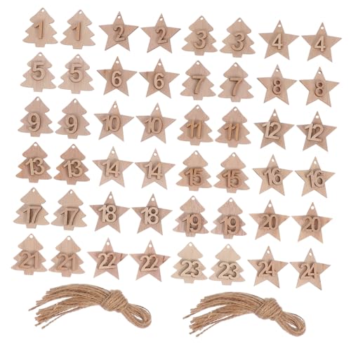 PEPLAYTAL 2 Sätze Holz Zahlenanhänger mit Aufhänge Seilen DIY Geschenkanhänger für Adventskalender Vielseitige Holzdeko zum Basteln und Dekorieren von Weihnachtsbäumen Wänden und Geschenken PEPLAYTAL 2 Sätze Holz Zahlenanhänger mit Aufhänge Seilen DIY Geschenkanhänger für Adventskalender Vielseitige Holzdeko zum Basteln und Dekorieren von Weihnachtsbäumen Wänden und Geschenken von PEPLAYTAL