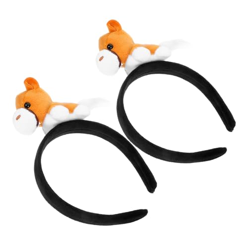 PEPLAYTAL 2 Stück Cartoon Tierkopfschmuck Pferd Cosplay Haarband Niedliche Tierstirnbänder Cosplay Haarschmuck Pferd Halloween Stirnband Tierkopfschmuck Haarband Stoff Schokolade von PEPLAYTAL
