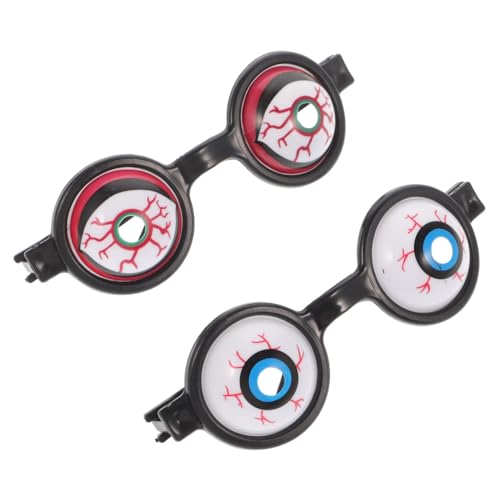 PEPLAYTAL 2 Stück Halloween Partybrille Gruselige Augen Design Brillen Lustige Scherzbrillen für Karneval Kostüm Zubehör Rot Blau von PEPLAYTAL