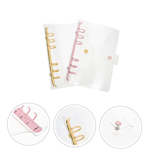 PEPLAYTAL 2 Stück Ring Binder Notebook Cover Transparent PVC Schutzhülle Leicht Tragbar Abnehmbar Für Schule Büro Scrapbook Organizer In Gelb Und Rosa von PEPLAYTAL