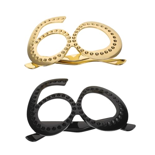 PEPLAYTAL 2 Stück Teiliges Geburtstagsbrille Abs Lustige Zahlen-Sonnenbrille für Partyfotografie Auffälliges Partyaccessoire für Geburtstagsfeier Schwarzes und Goldfarbenes Design von PEPLAYTAL