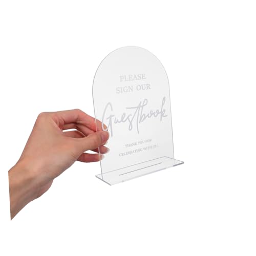PEPLAYTAL 2 Stück Transparente Hochzeitsschilder mit Bogenform Kratzfest Wiederverwendbar Klare Tischkarten für Eintrag Stabile Tischaufsteller für Hochzeitsempfang und Partydekoration von PEPLAYTAL