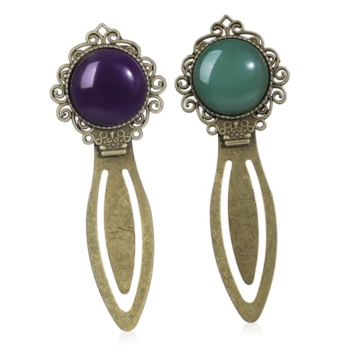 PEPLAYTAL 2 Stück Vintage Lesezeichen aus Robustem Metall Elegante Grün und Violettfarbene Schmucksteine Schlankes Design für Einfache Seiteneinfügung Langlebiges Buchzubehör für Leser und PEPLAYTAL 2 Stück Vintage Lesezeichen aus Robustem Metall Elegante Grün und Violettfarbene Schmucksteine Schlankes Design für Einfache Seiteneinfügung Langlebiges Buchzubehör für Leser und von PEPLAYTAL