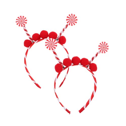 PEPLAYTAL 2 Stück Weihnachts-pompom Lollipop Haarreifen Candy Cane Stirnbänder für Karneval Halloween Festliche Kostüm-accessoires Leicht Bequem für Partyspaß von PEPLAYTAL
