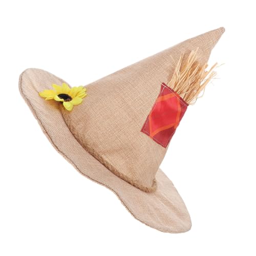 PEPLAYTAL 2 Stücke Hexenhüte mit Sonnenblumen und Strohdesign Leichte Halloween-kostüm-accessoires für Erwachsene Atmungsaktive Hexenhut-kopfbedeckung für Cosplay- Ernte Party-anlässe von PEPLAYTAL