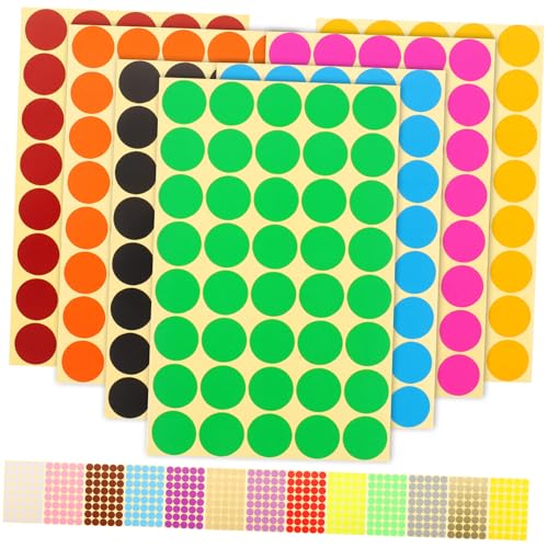 PEPLAYTAL 20 Blatt Runde Klebepunkte Aufkleber Selbstklebend Multifunktionale Farbetiketten für Markierung Kategorisierung Basteln und Bürobedarf von PEPLAYTAL