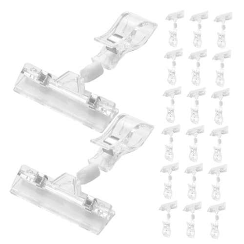 PEPLAYTAL 20 Stück Drehbare Kunststoff Schildhalter Clips Vielseitig Einsetzbar für Preisschilder Etiketten und Werbekarten Einfache Befestigung Geeignet für Regale Rohre und Trennwände im von PEPLAYTAL