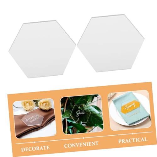 PEPLAYTAL 20 Stück Sechseckige Platzkarten Transparent DIY Namenskarten Sitzkarten Hochzeit Party Tischdeko Kreative Tischbeschriftung von PEPLAYTAL