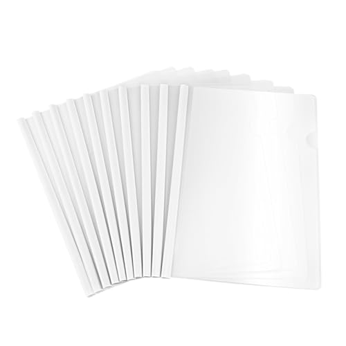 PEPLAYTAL 20 Stück Teiliges Transparente Dokumentenmappe mit Rutschfester Schiebeschiene Flexibler Kunststoff Halter für Büro Schule und Zuhause Kapazität Ordner Organizer Weiß von PEPLAYTAL