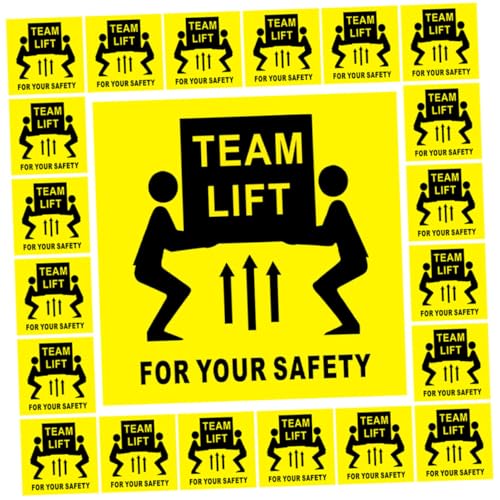 PEPLAYTAL 200 Stück Selbstklebende Team Lift Warnaufkleber für Schwere Lasten Versandetiketten Stark Haftend Langlebig Geeignet für Lager Industrie und Transport von PEPLAYTAL