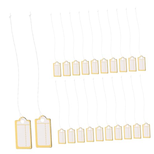 PEPLAYTAL 200 Stück Teiliges Preisschild Schnur Kleine Papieretiketten zum Beschriften Rechteckige Schmuck Kleidungsetiketten Einfach Anzubringen Entfernen Vielseitig für Laden von PEPLAYTAL