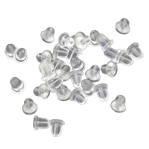 PEPLAYTAL 200 Stück Weiße Transparente Kunststoff Ohrstecker Verschlüsse Leicht Ergonomisch Gestaltet Langlebig und Praktisch zum Sicheren Schutz von Ohrringen für Damen und Alltag von PEPLAYTAL