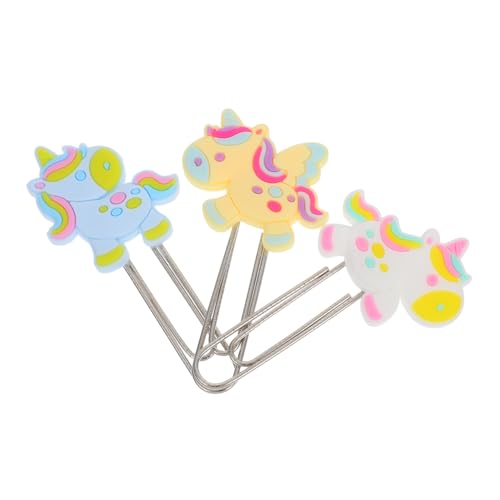 PEPLAYTAL 3 Stück Niedliche Cartoon Metall Büroklammern mit Einhorn Design Kreative Lesezeichen Clips für Schule Büro und Zuhause Langlebige und Dekorative Ordnerklammern von PEPLAYTAL