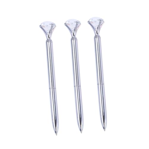 PEPLAYTAL 3 Stück Teiliges Kugelschreiber Silber mit Großem Diamant Metallkugelschreiber Verschleißfest Glatt Schreibend für Schule Büro und Studium PEPLAYTAL 3 Stück Teiliges Kugelschreiber Silber mit Großem Diamant Metallkugelschreiber Verschleißfest Glatt Schreibend für Schule Büro und Studium von PEPLAYTAL