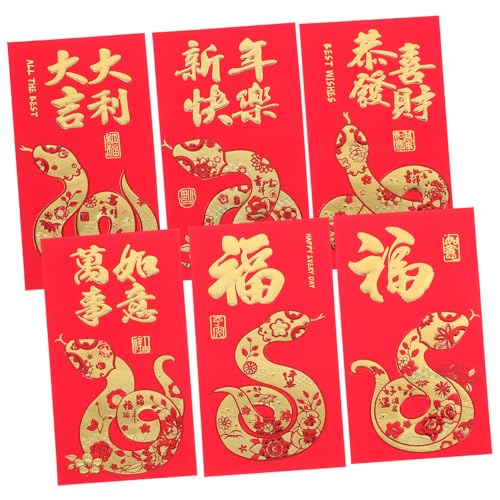 PEPLAYTAL 36 Stück Teiliges Rote Umschläge Schlangenjahr mit Kreativem Design für Chinesisches Neujahr Frühlingsfest Glücksumschläge Geldbeutel für Geldgeschenke in Leuchtendem Rot von PEPLAYTAL